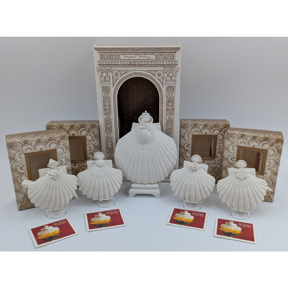 5 Margaret Furlong Porcelain Shell Angels Ornaments Lot - Madonna Snowflake Iris - Picture 1 of 16